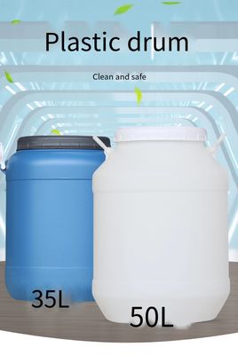 Recipiente 50L químico plástico reusável com círculo branco do HDPE da tampa