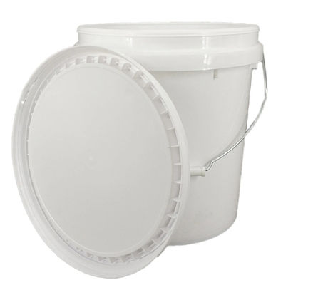 Cubeta plástica cilíndrica do produto comestível com branco da tampa 20L do punho