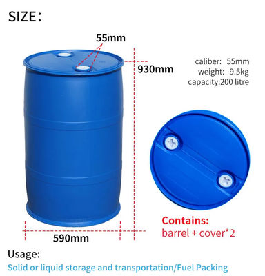 O HDPE tambor azul do cilindro de 55 galões personalizou 200 litros ISO9001
