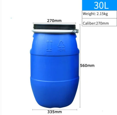 Impermeável superior aberto dos cilindros plásticos plásticos azuis de Tighthead do tambor 30L