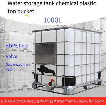 Armazenamento químico do tanque branco plástico do HDPE IBC dos recipientes da água 1000L