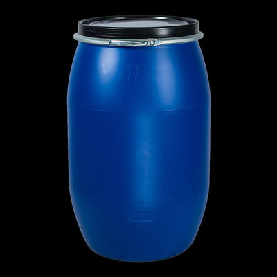 Tambor de barril de plástico azul de 200L com alça e aro de aço para armazenamento de produtos químicos