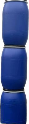 Tambor de barril de plástico azul de 200L com alça e aro de aço para armazenamento de produtos químicos